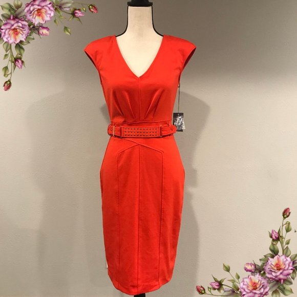 Jennifer Lopez Dresses & Skirts - JLo orange red sexy fitted dress.